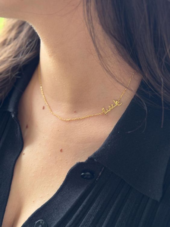 Customised Sideway Arabic Initials Necklace
