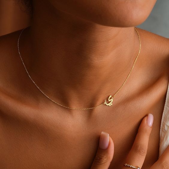 Customised Sideway Arabic Initials Necklace