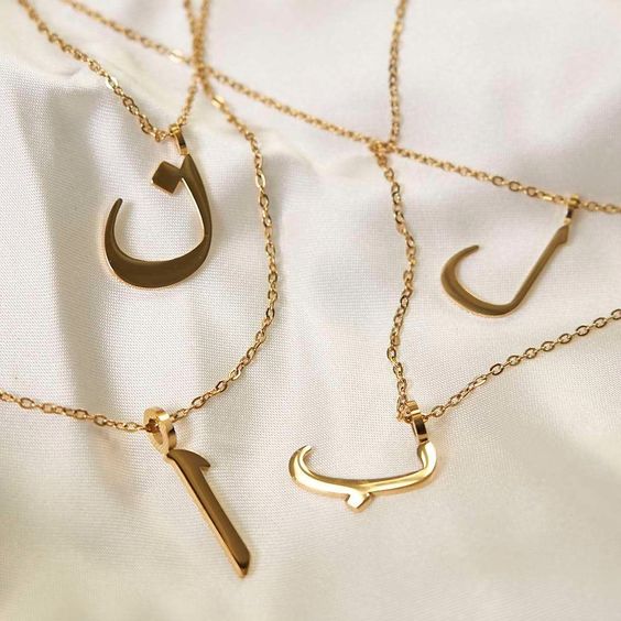 Custom Double Layer Arabic Initial & CZ Pendant Necklace