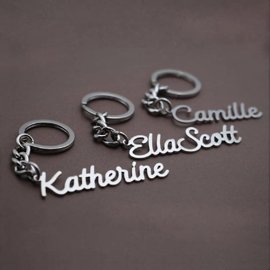 Personalized Name Keychain – Custom Stainless Steel Script Key Ring