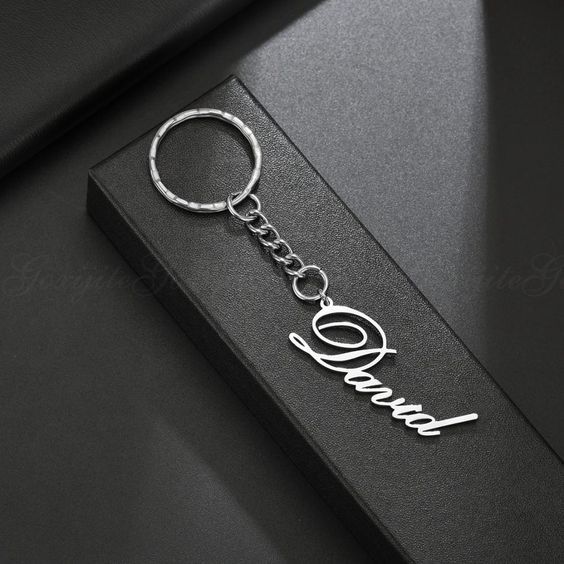 Classic Personalized Name Keychain – Custom Stainless Steel Keyring (David Design)